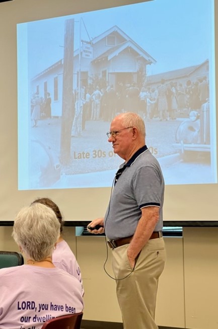 Baytown historian Chuck Chandler presenting history of Baytown