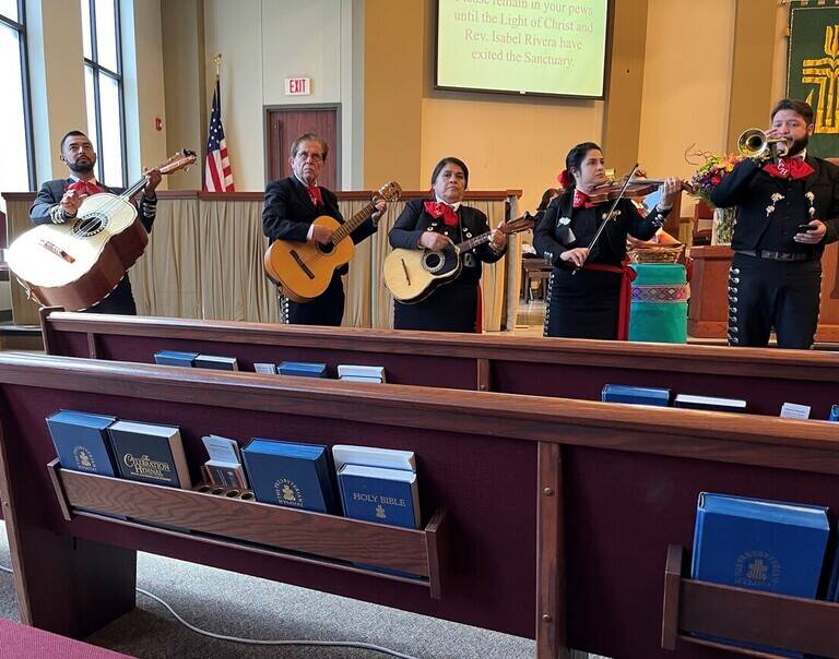 Cabrales Family Mariachi Band performing during church service