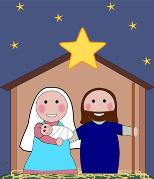 Image representing Mary and Joseph with baby Jesus